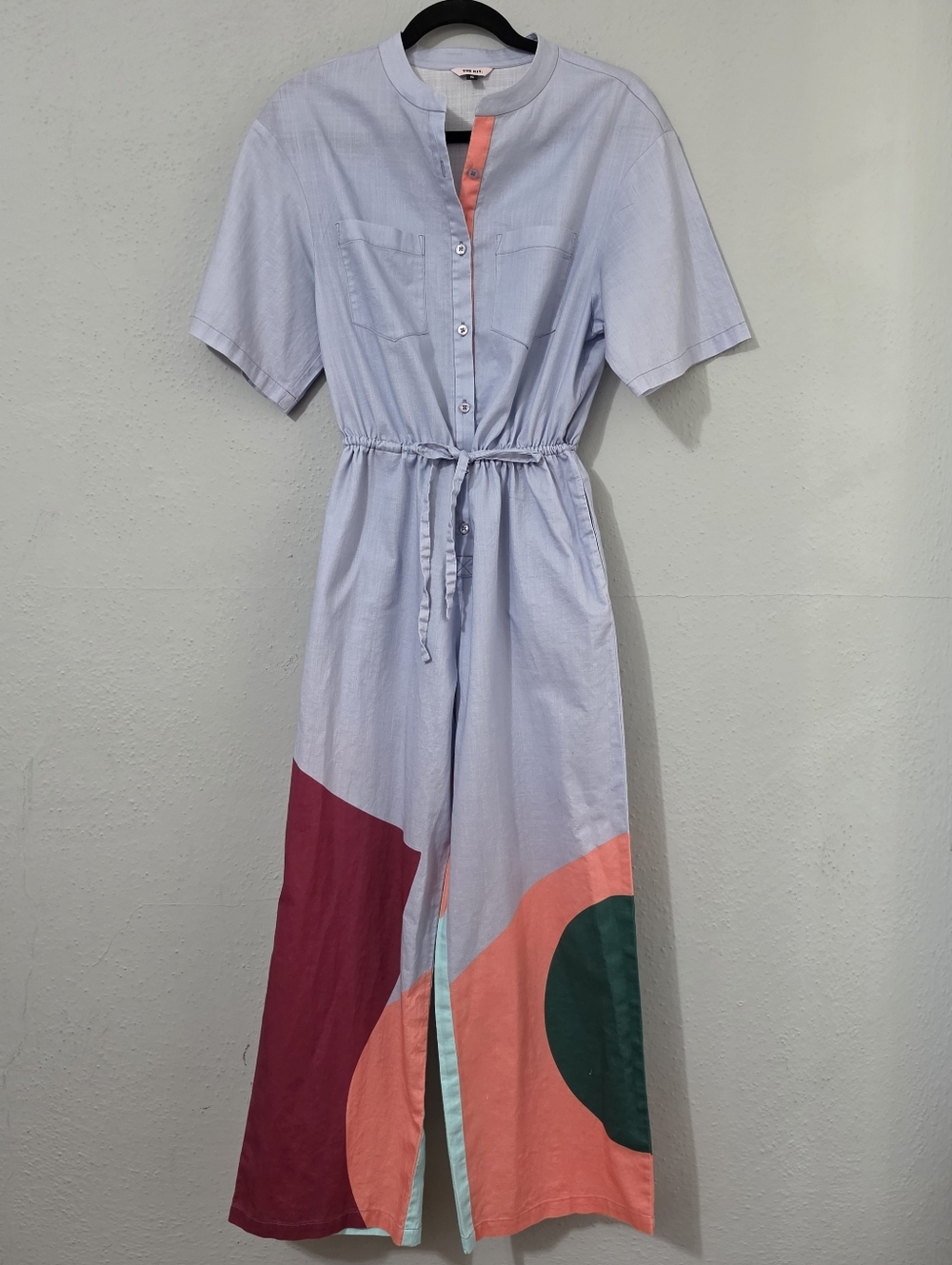 The Kit Issa Jumpsuit Lilac Cut Paper Geometric Color Block Jumpsuit Small